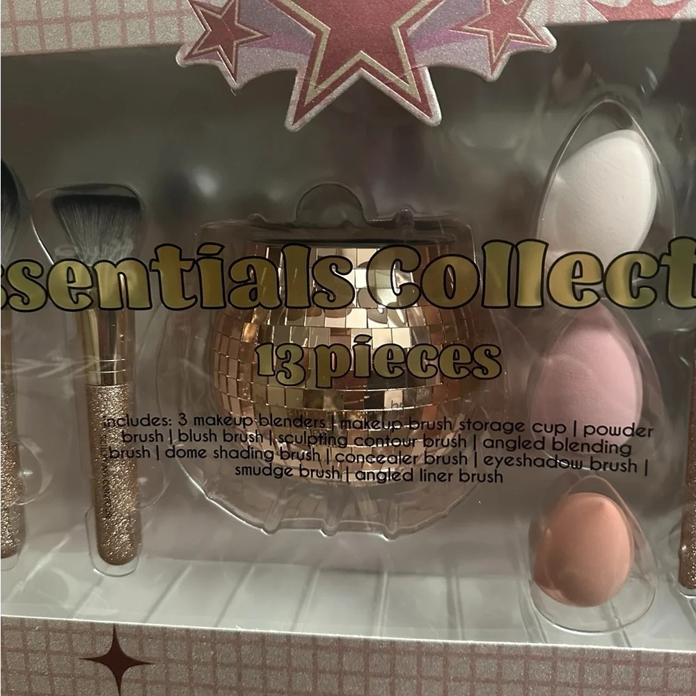 essential collection Disco bling make up brush kit 13 piece new & sealed Gold